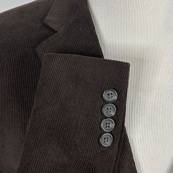 Chaps 44R Corduroy Sport Coat 100% Cotton Brown Two Button Paisley Lined Vented - Picture 5 of 8
